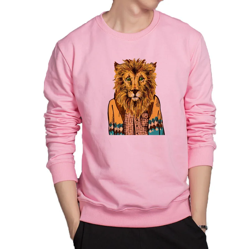 

Painting lion sweatshirt cool animal hoodie men good quality cotton casual hoodies lovely lion streetwear original brand tops