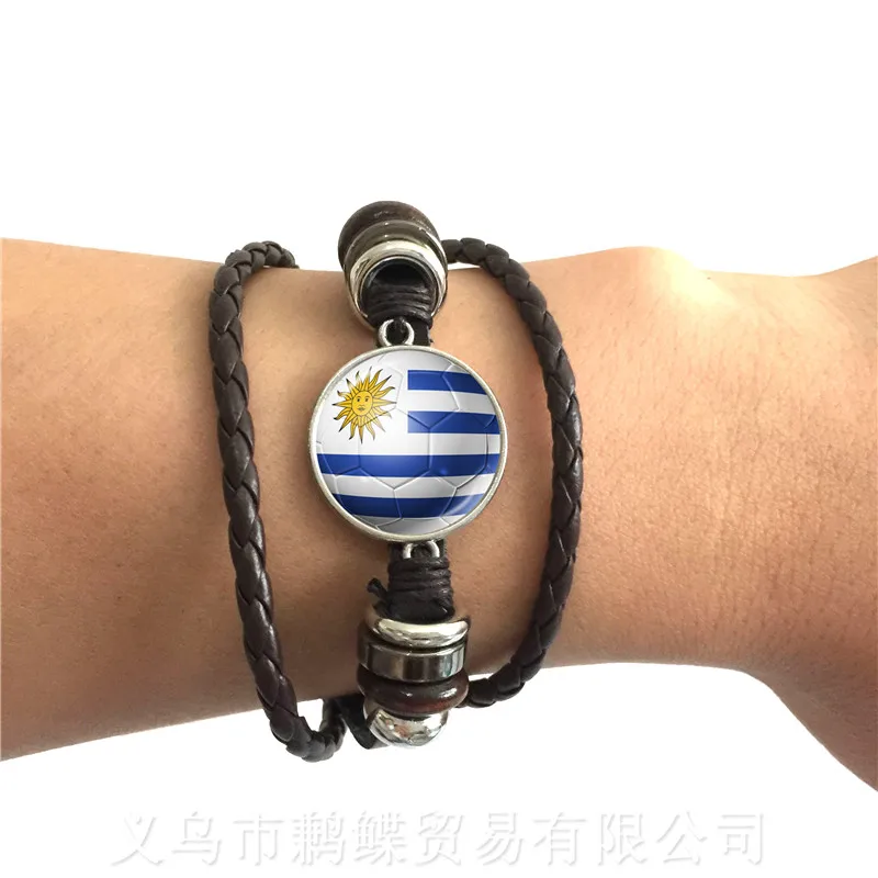 Регулируемый кожаный браслет со стеклянным куполом Франция Англия Иран Испания