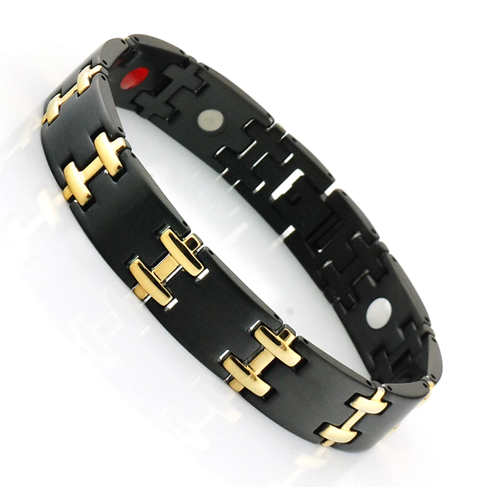 Браслет Wollet для мужчин био магнитный браслет из нержавеющей стали черного золота