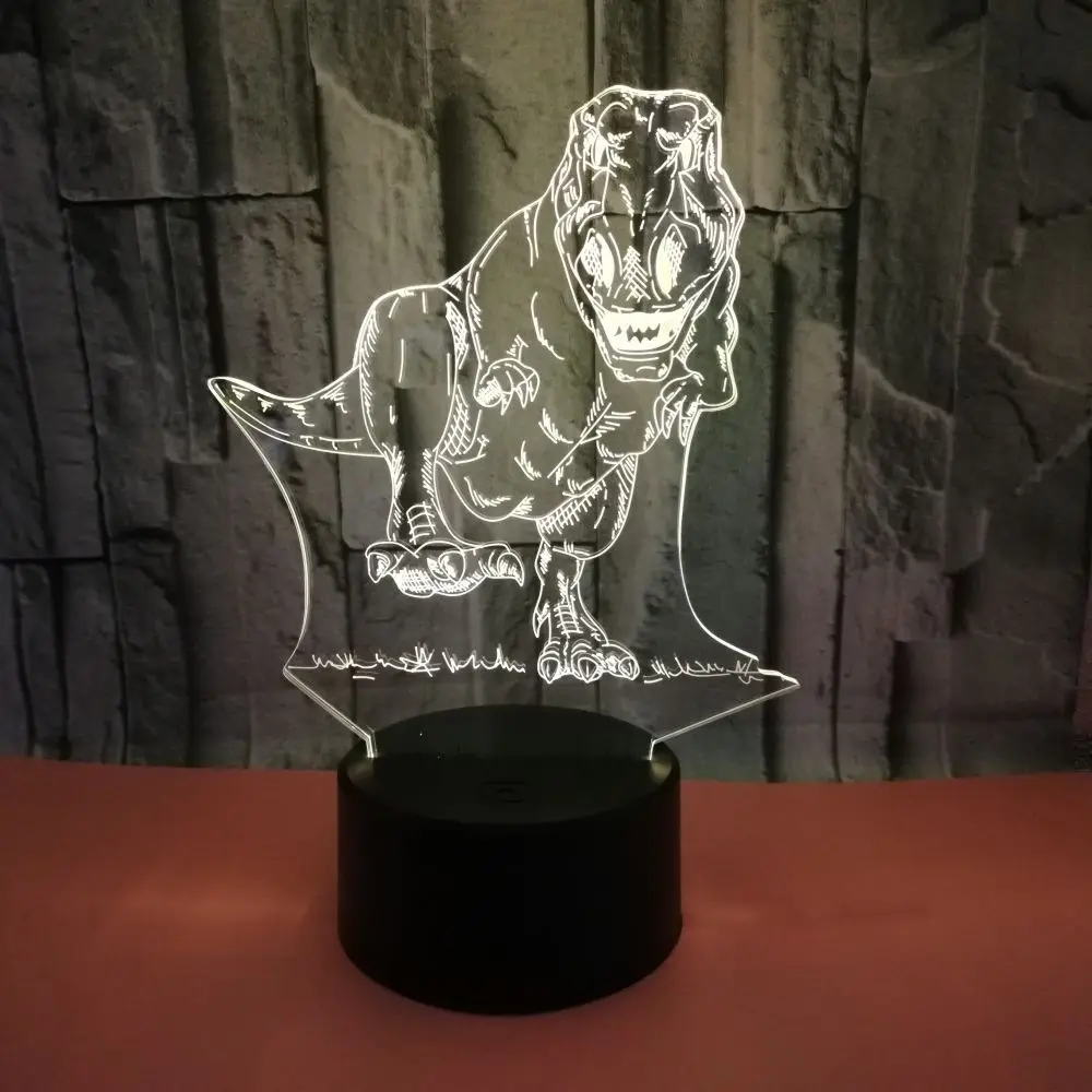 Творческий динозавров 3D настольная лампа сенсорный цветной LED визуальный