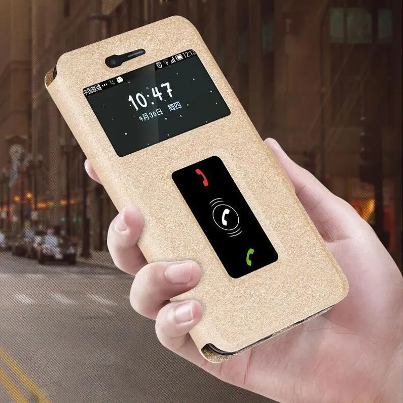 Чехол книжка с окошком для ZTE Blade A520 роскошный кожаный чехол магнитной застежкой