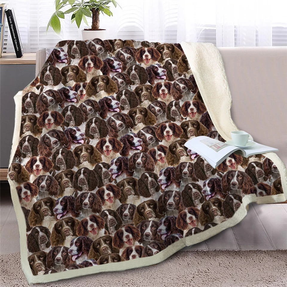 Blesslive Basset Hound пледы одеяло на кровать 3D Собака Животное шерпа Флисовое одеяло Спрингер спаниель покрывала коричневое тонкое одеяло