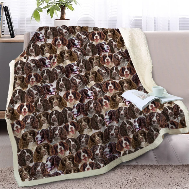 BlessLiving Basset Hound Throw Blanket on Bed 3D Dog Animal Sherpa Fleece Blanket Springer Spaniel Bedspreads Brown Thin Quilt 2