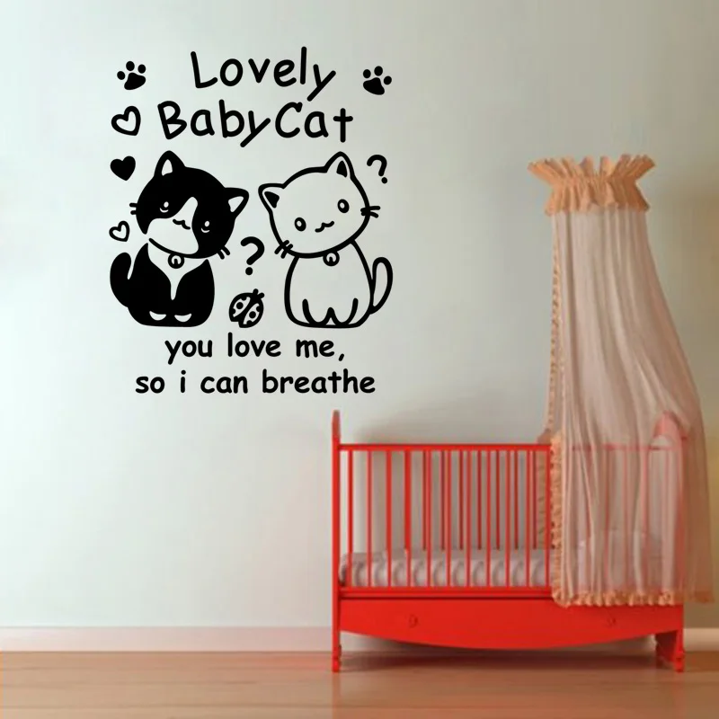

Funny Cute kitten Art Wall Sticker Children's room Home Decoration Vinyl DIY Removable Wallpaper JG3441