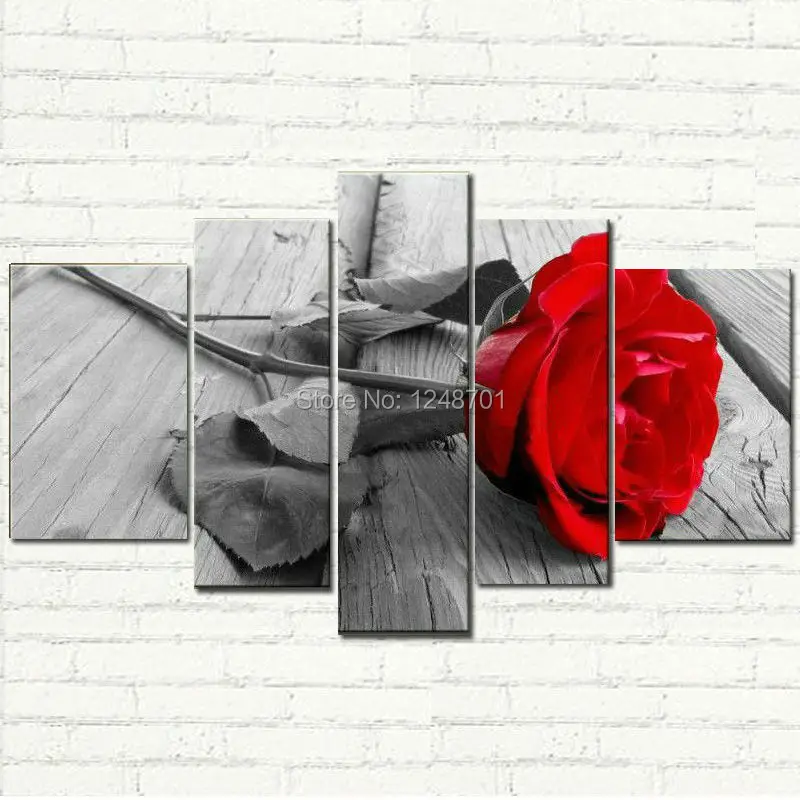 5 шт. Современная картина маслом на холсте Цветы Красная роза для спальни