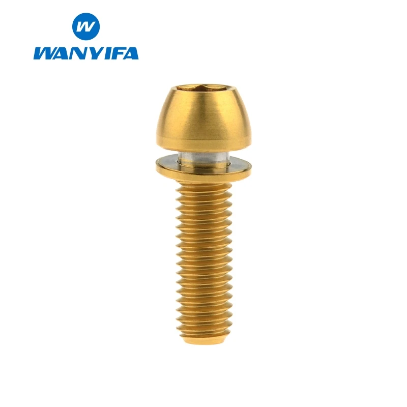Gold M6X20 Ваньифа Винт С Титановым болтом M6x18mm M6x20mm полукруглая головка с шайбой для крепления велосипедного тормоза - Цвет: Gold M6X20