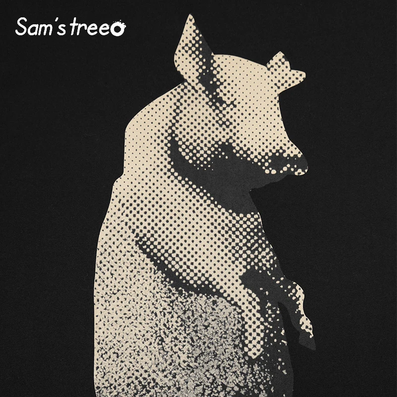 Samstree, хлопок, мультяшный принт, женские футболки, модные, круглый вырез, большие размеры, женские футболки, топы, лето, черная основа, женская футболка