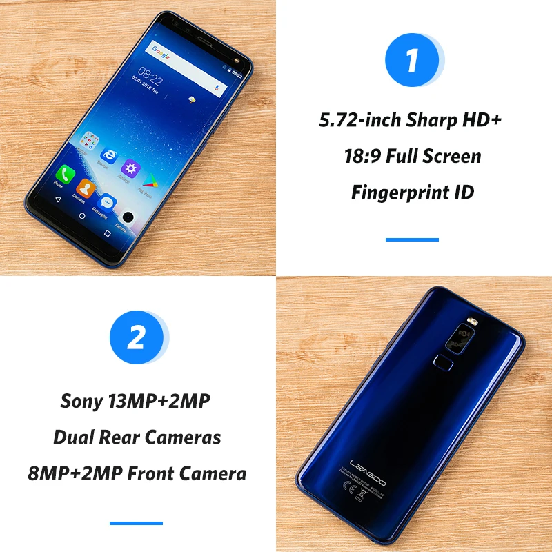 LEAGOO S8 смартфон с 5 5-дюймовым дисплеем восьмиядерным процессором MTK6750T ОЗУ 3 ГБ ПЗУ