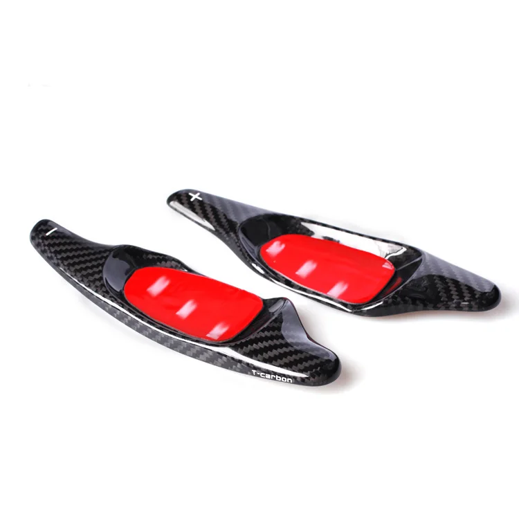 Red &amp black Carbon Fiber Steering Wheel Paddle Extension Shifter Cover Trim For Audi A5 S3 S5 S6 SQ5 RS3 RS6 RS7 2015 2016 2017 |