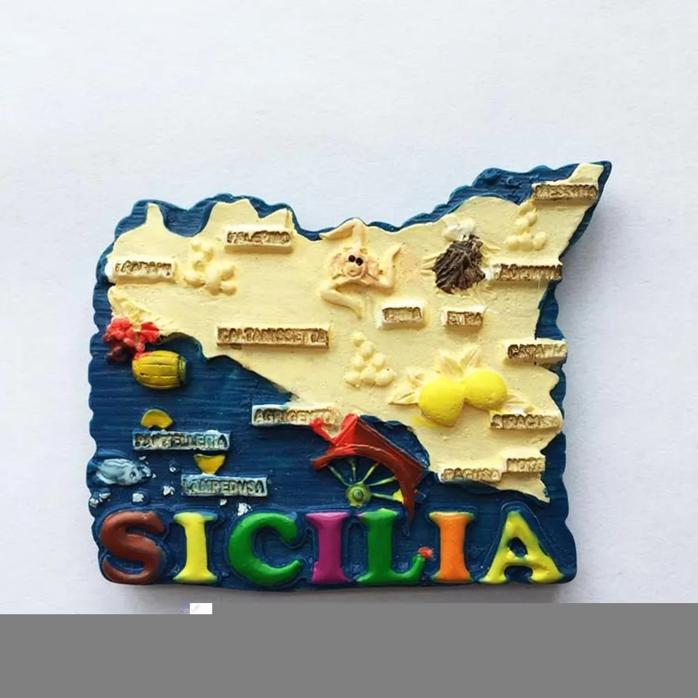 BABELEMI Italy Sicily Fridge Magnet 3D Resin Tourist Souvenirs Sicilia Magnetic Refrigerator Stickers Home Decoration|Магниты на