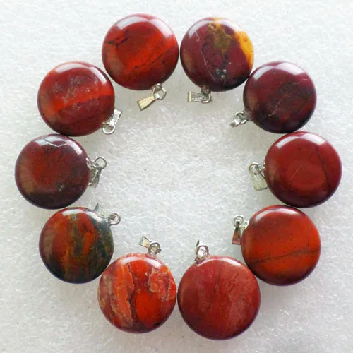 (10 шт./лот) оптовая продажа натуральные красные яшмы круглая бусина-Подвеска 20x5 мм