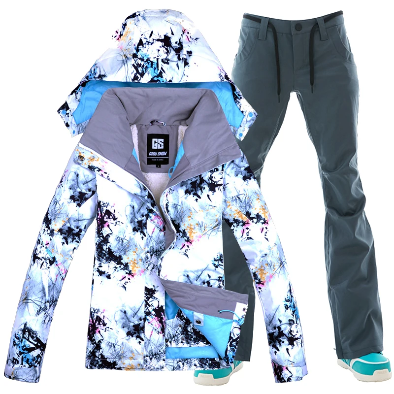 Free Shipping Sports Suit Women Waterproof Jacket Ski Set Gsou Snow Women's Skiing Clothing and pants | Лыжи и сноубординг