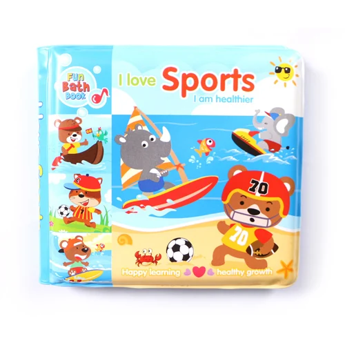 Square Sports Водяная игрушка для ванны, книга для купания, игрушка для ванной, детские игрушки, Ранняя развивающая игрушка с BB shistle, обучающая цифровая Книга для ванной - Цвет: Square Sports