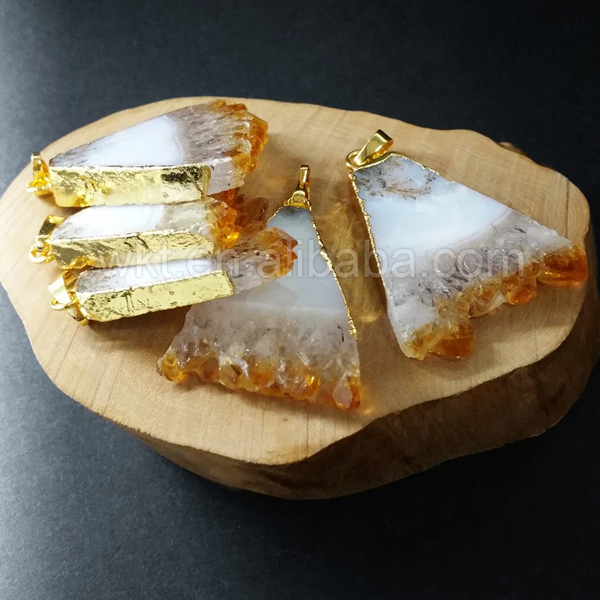 Женский кулон из редкого желтого камня для ожерелья желтый камень в треугольной