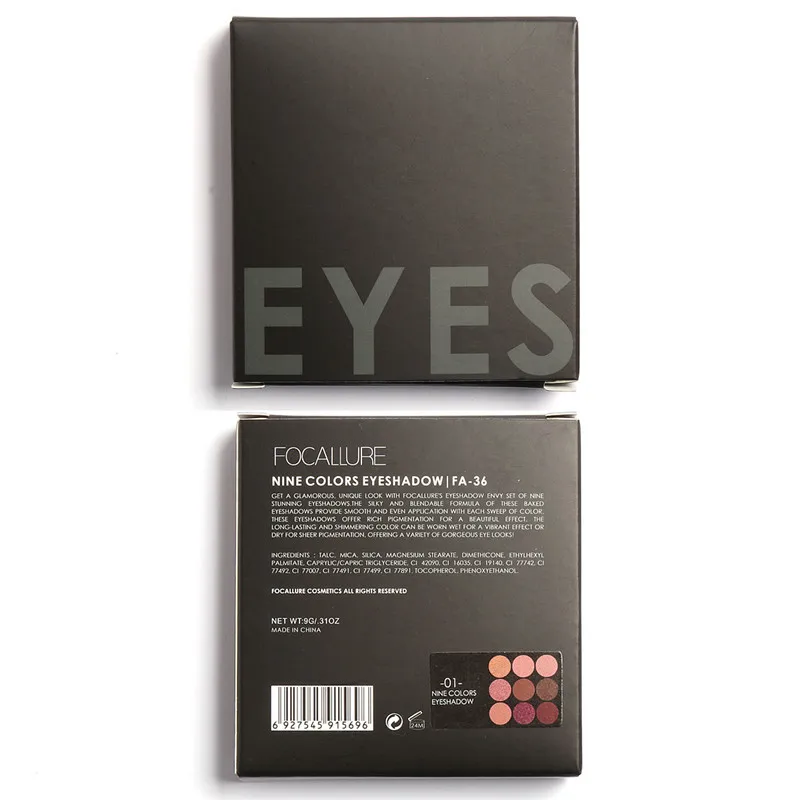Палитра теней для век FOCALLURE палитра макияжа матовые мерцающие дымчатые тени FA36 9