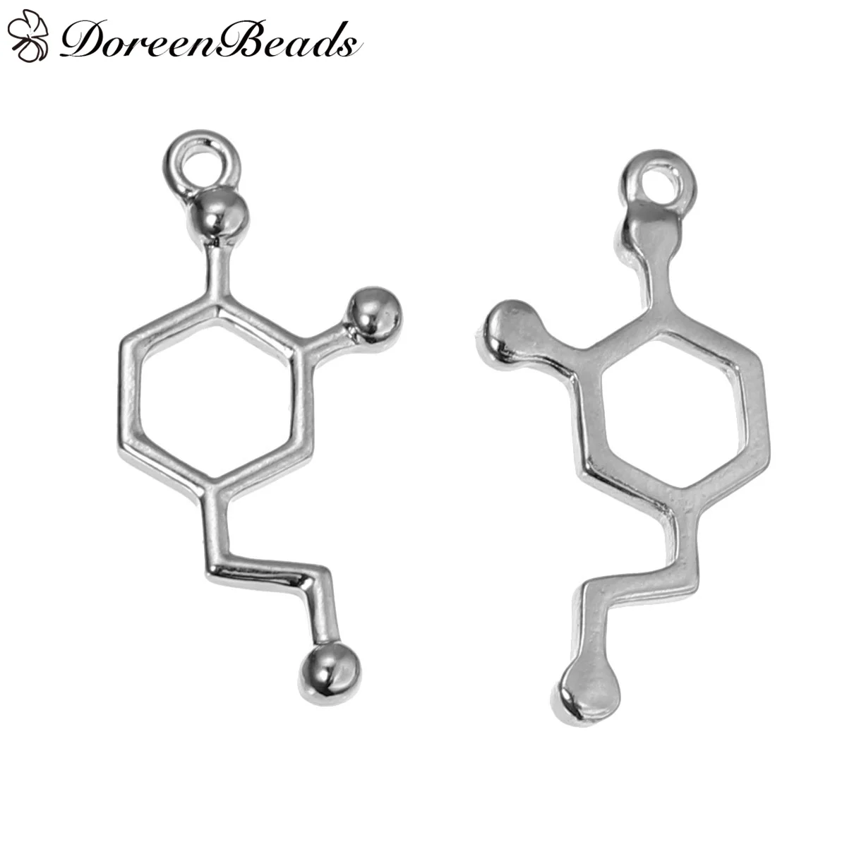 

DoreenBeads Alloy Molecule Chemistry Science Charms Dopamine dull silver color 25mm(1") x 12mm( 4/8"), 10 PCs