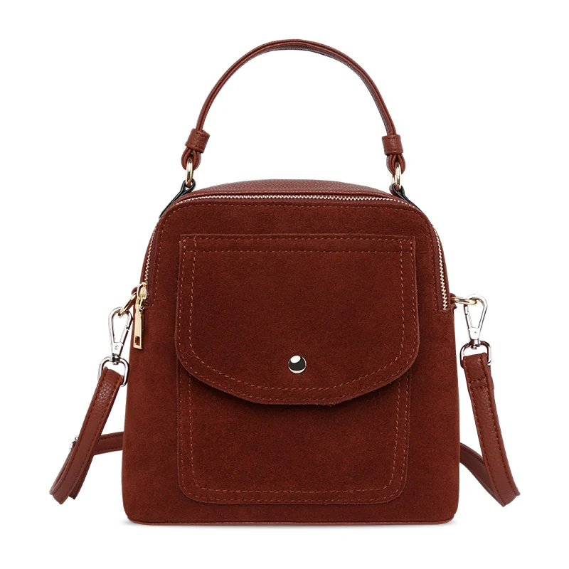 2019 женский рюкзак из натуральной замши Женский Повседневный Рюкзак на молнии для