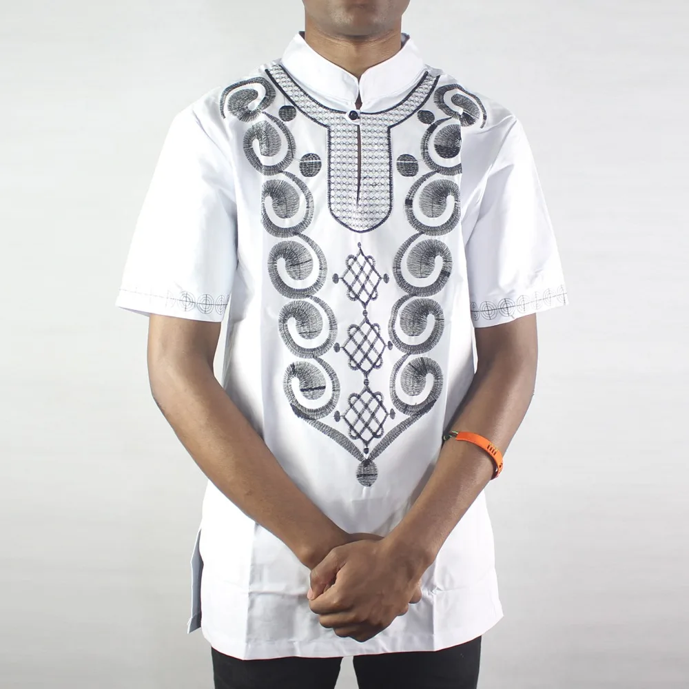 Африка белая Этническая культура вышивка мужские топы с коротким рукавом Кафтан