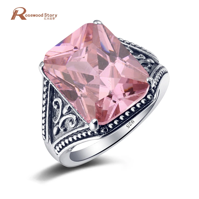 Женское Винтажное кольцо ручной работы розовый кристалл горного хрусталя