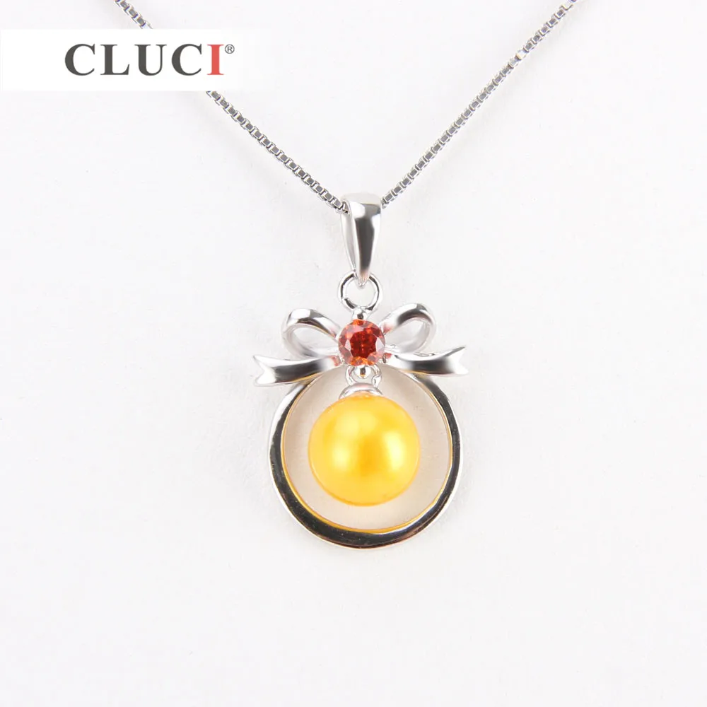 CLUCI 100% Стерлинговое Серебро 925 пробы кулон с бантом ожерелье красным цирконием