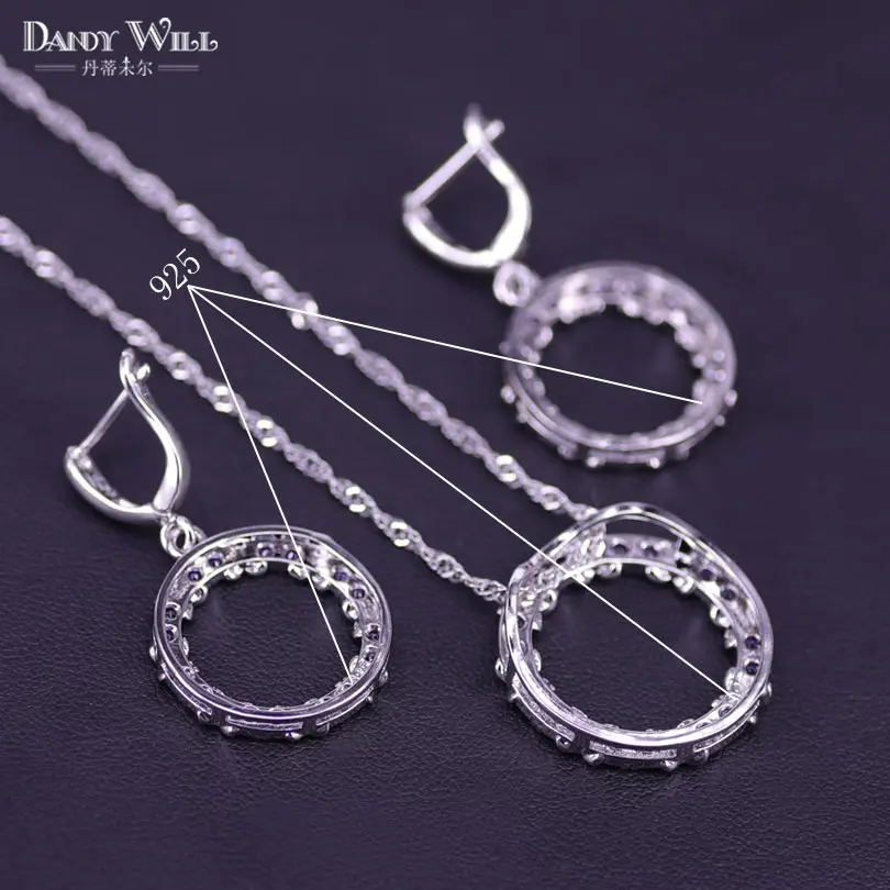 Ювелирные изделия серебряного цвета круглое ожерелье с подвеской серьги кольца