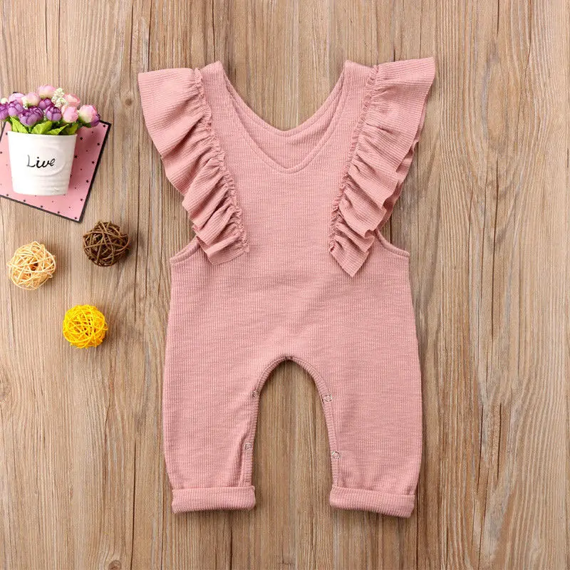 Детский плиссированный комбинезон с оборками для маленьких девочек длинные