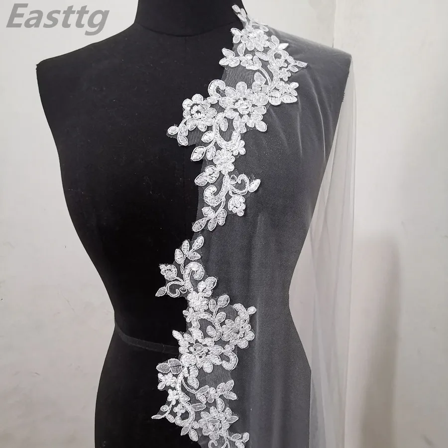 

2021 Real Photos White/Ivory Wedding Veil 3m Long Comb Lace Mantilla Cathedral Bridal Veils Wedding Accessories Veu De Noiva