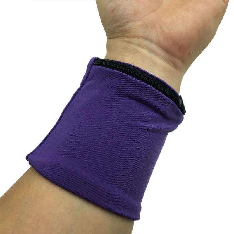 Фитнес Велоспорт спортивный браслет волейбол бадминтон Sweatband молния Карманный обмотка для поддержки запястья ремни браслет