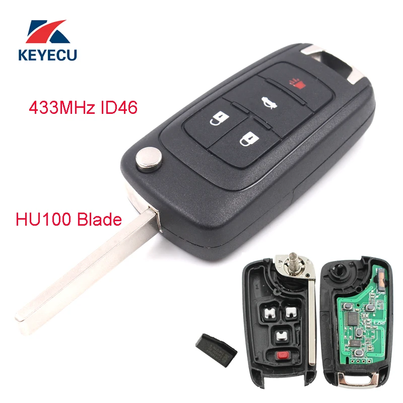 KEYECU 10X сменный флип Rmote брелок 4 кнопки 433 МГц ID46 для Holden VF COMMODORE 2013 + Not Prox|Ключ от