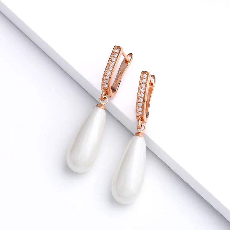 Женские серьги OCSERIO из циркония и жемчуга золотые ювелирные изделия 585 подвески с