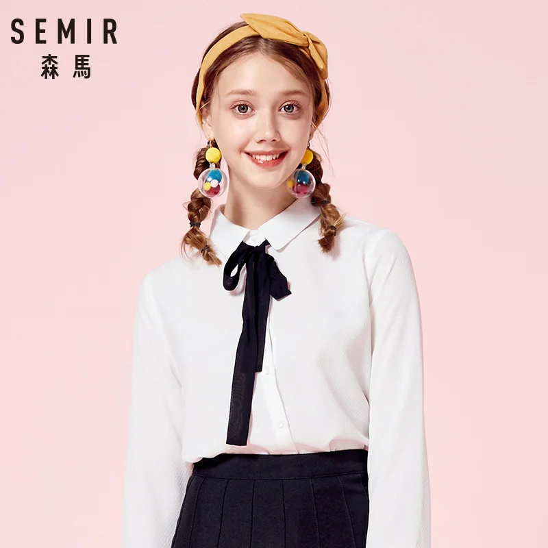 SEMIR Осень элегантная блуза с длинным рукавом Женские рубашки Карьера воротник