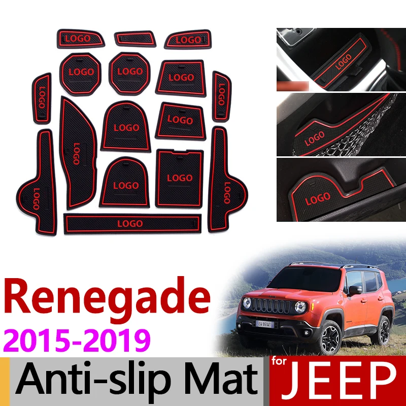 Противоскользящий резиновый коврик для Jeep Renegade 2015 ~ 2019 BU подушка чашки дверные