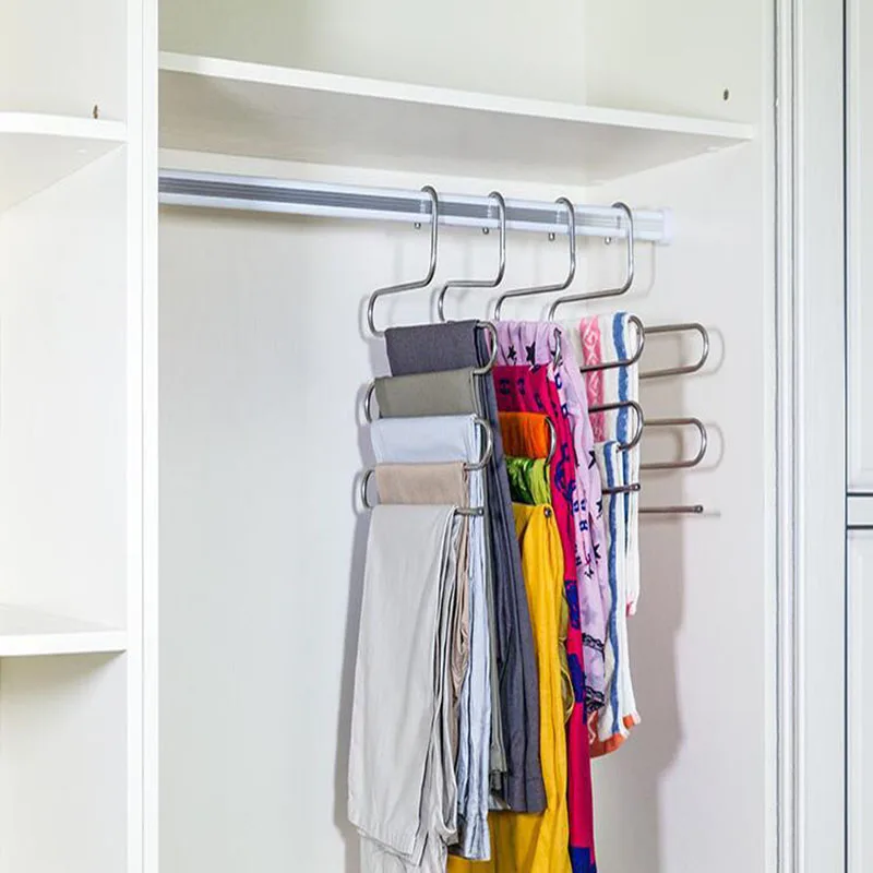 Fashion Pants Hanger Call Organizer Hanging Clothes Rack Hanger Layers Clothing Storage Space Saver Closet Organization Home Dec