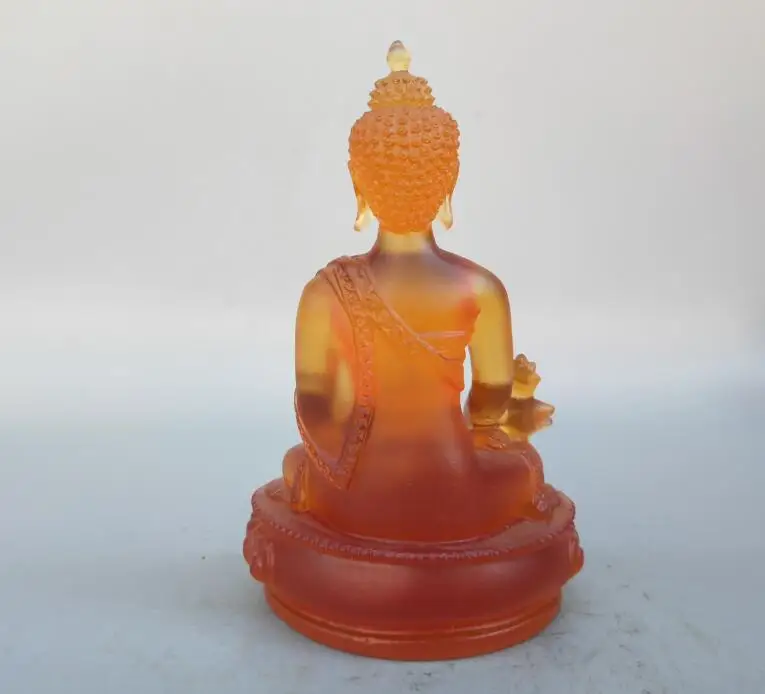 

Tibetan Buddhism Yellow coloured glaze Medicine Buddha Statue