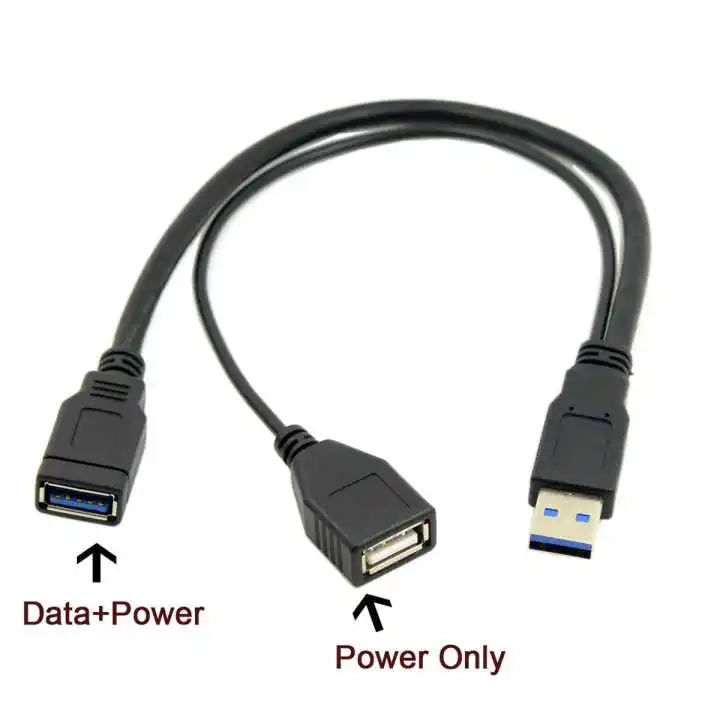 Черный USB 3 0 Мужской Двойной Флеш-накопитель с гнездовым Экстра Мощность данных Y