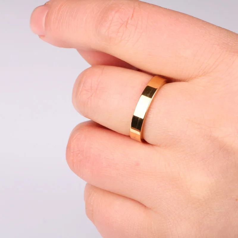 Gold color Hgflyxu кольца из нержавеющей стали золотого и серебряного цвета для мужчин 4 мм простое обручальное кольцо Модные ювелирные изделия Мои Заказы AliExpress - Цвет основного камня: Gold color