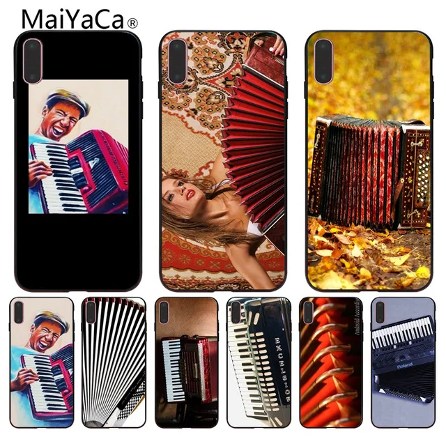 MaiYaCa аккордеон для iPhone 4S SE 5C 5S 5 6S 7 8 Plus X XR XS MAX Samsung черный мягкий чехол телефона