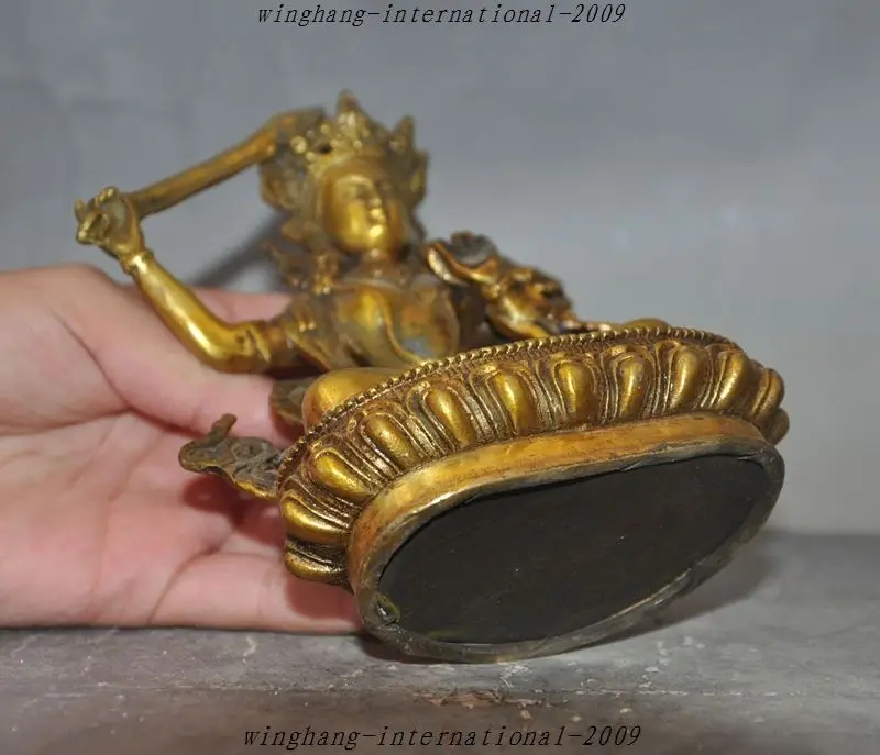 

christmas Tibet Buddhism Temple Bronze Gilt Manjushri Kwan-yin Tara Wenshu Goddess Statue halloween