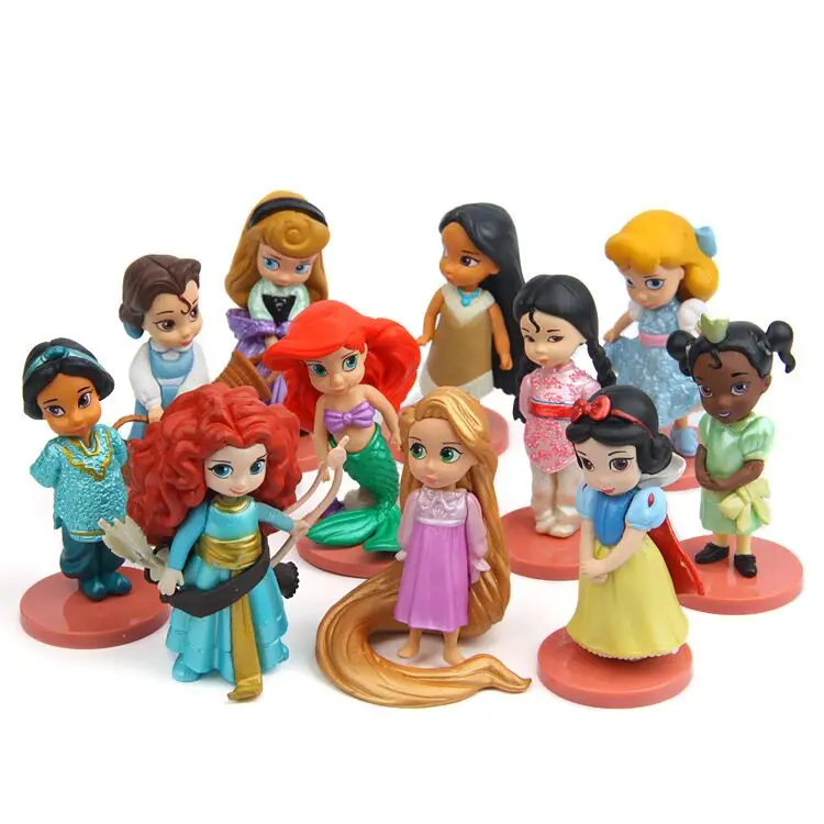 Disney игрушечные принцессы 11 шт./компл. 8 см Русалочка Белоснежка Ариэль Bella Динь ПВХ