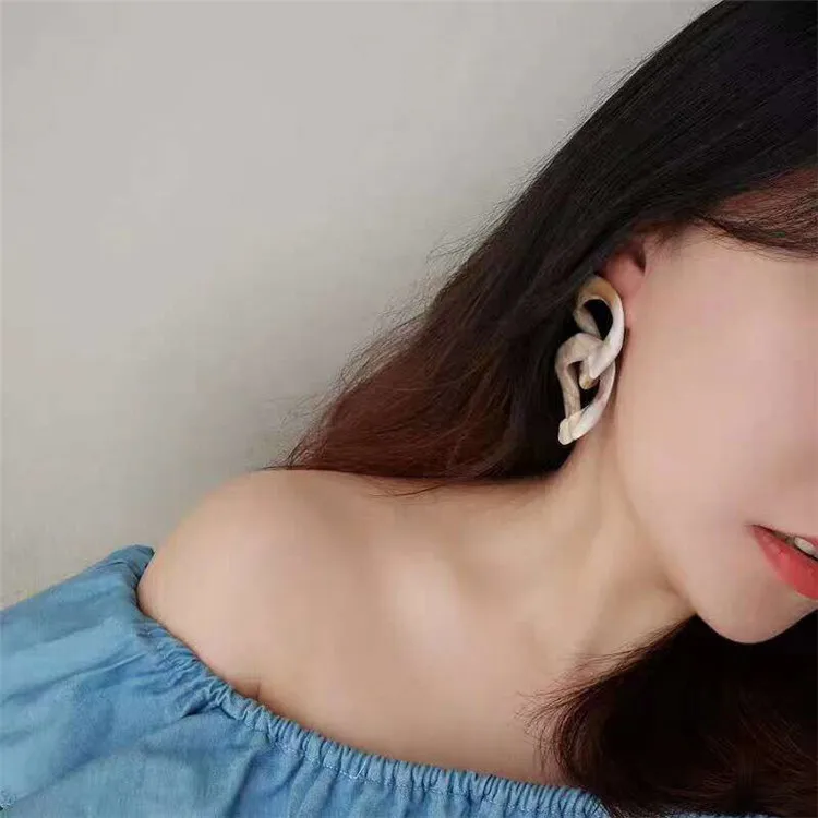 MENGJIQIAO новые винтажные геометрические круглые акриловые Висячие серьги для женщин, модные ювелирные изделия, массивная форма цепи, свисающие серьги Brinco