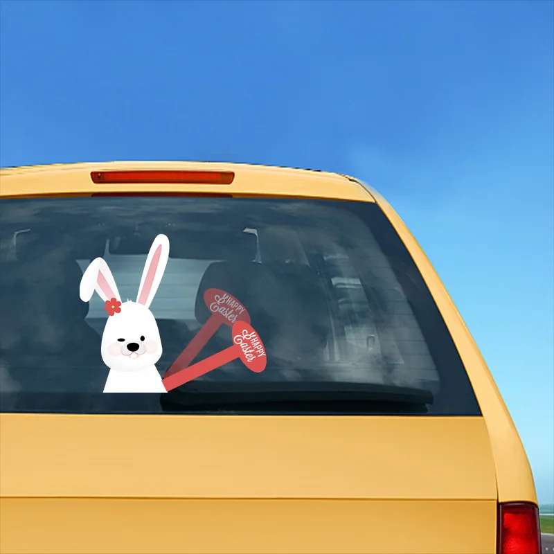 

Hot Easter Rabbit Wiper Decals PVC Car Styling Rear Window Wiper Removable Stickers JLD
