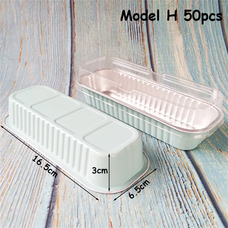 Model H Tinfoil коробка для выпечки прямоугольник герметичный пищевой контейнер с пластиковой крышкой Ресторан запеченный лоток для риса одноразовые пищевой мусс коробка - Цвет: Model H