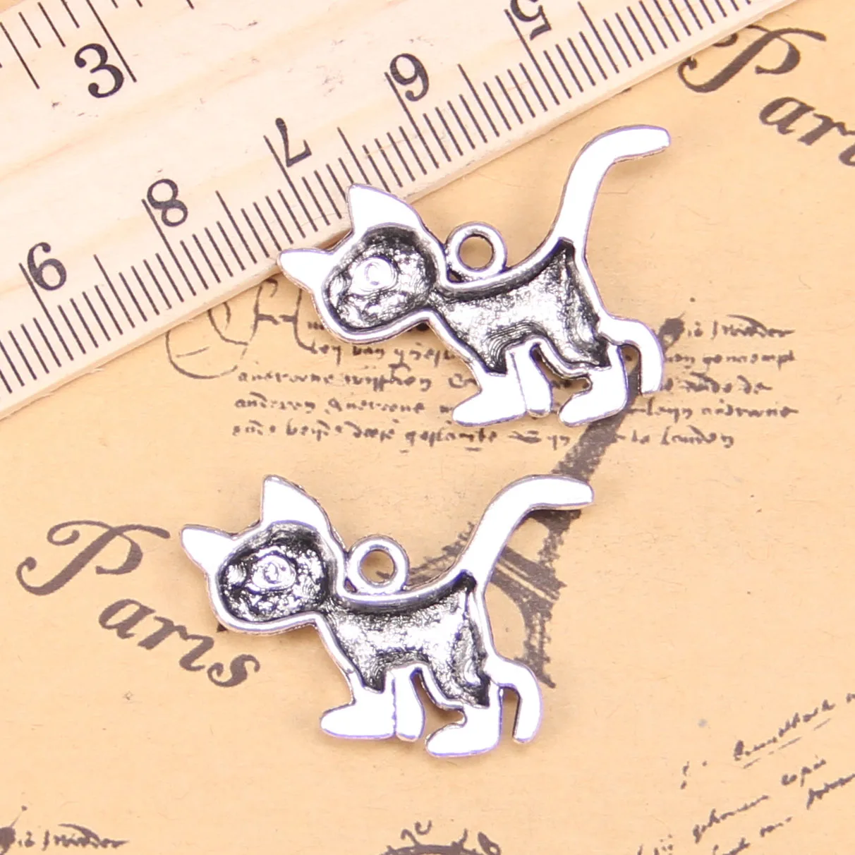 48pcs Charms For Jewelry Making cat 30x22mm Antique Silver Plated Pendants DIY Handmake Tibetan Bracelet Necklace | Украшения и