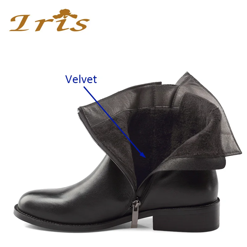 IRIS/черные женские ботильоны на плоской подошве короткие ботинки из натуральной