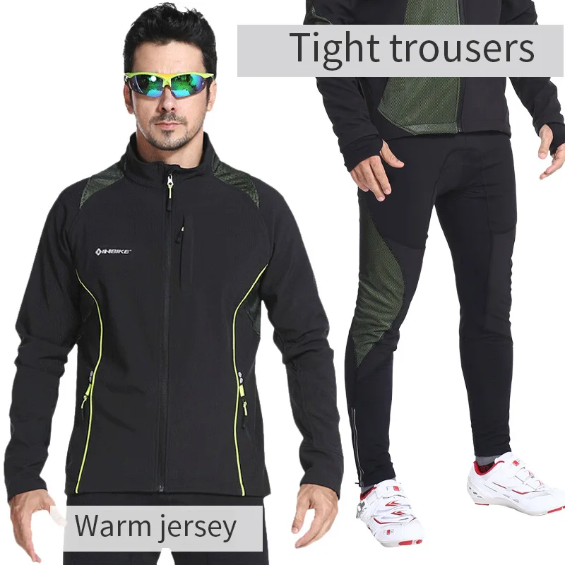 tight style Зимние комплекты из Джерси для мужчин, велосипедная одежда, теплая и ветрозащитная одежда для горной дороги, велосипедная футболка с длинным рукавом, штаны, спортивные костюмы - Цвет: tight style