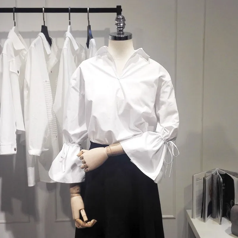 

Women Blouse Shirts 2019 Fashion Flare Sleeve Blouses Loose Casual Tops Womens Clothing