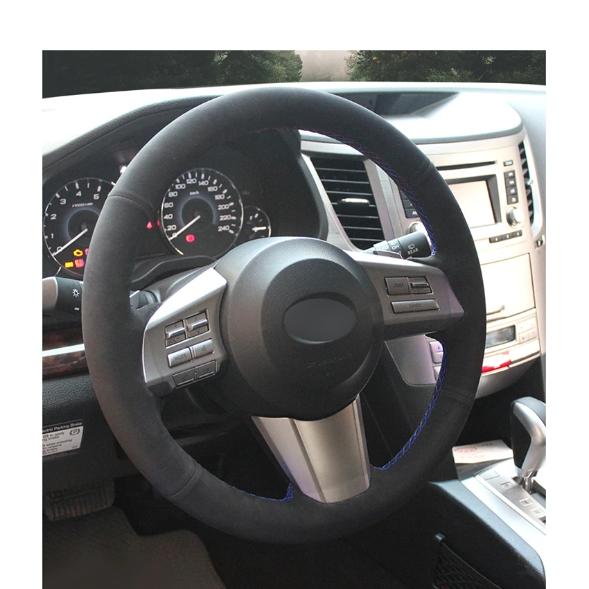 Ручной работы DIY черная замша чехол рулевого колеса автомобиля для Subaru Outback 2010 2011 Legacy 2010 2011