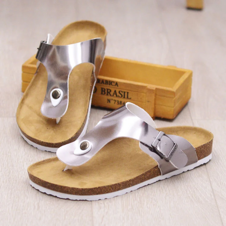 Мягкие пробковые женские шлепанцы летние пляжные сандалии с цветочным принтом