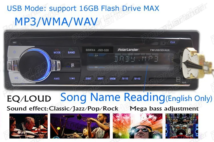Новый Bluetooth handfree автомобильное радио USB/SD/AUX IN Dash 1 DIN 12V ISO разъем для телефона