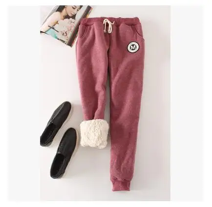 wine red Jvzkass осенние и зимние женские толстые овчины Кашемировые штаны теплые женские повседневные штаны свободные брюки от «Harlan» длинные штаны Z11 - Цвет: wine red
